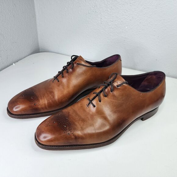 Rare Ralph Lauren Purple Label Wholecut Oxford Shoes 9.5 Brown Made in England - Picture 4 of 16